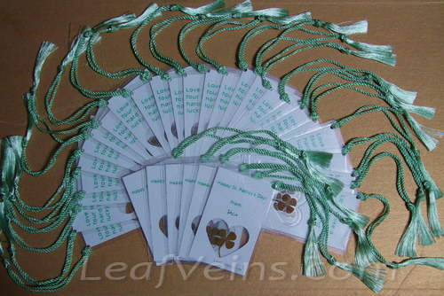 Custom four leaf clover bookmarks made for a customer